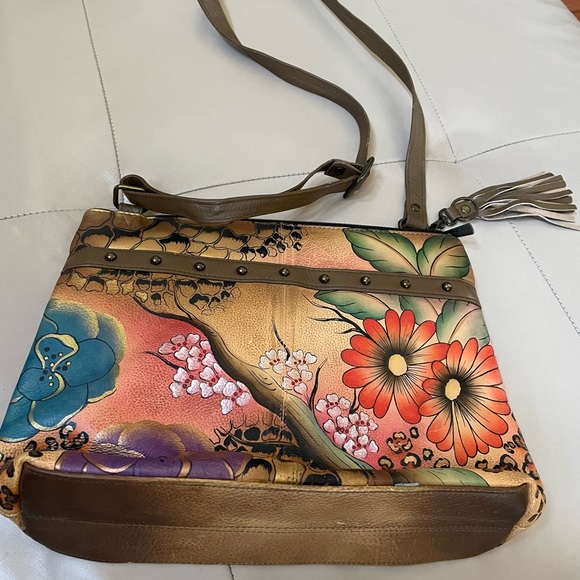 Anuschka Hand Painted Leather Bag With Coin Purse - Picture 14 of 16